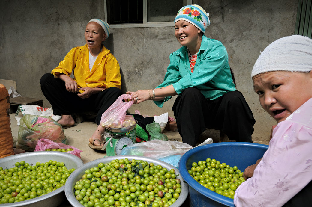 Trois femmes qui vendent des fruits, Vietnam