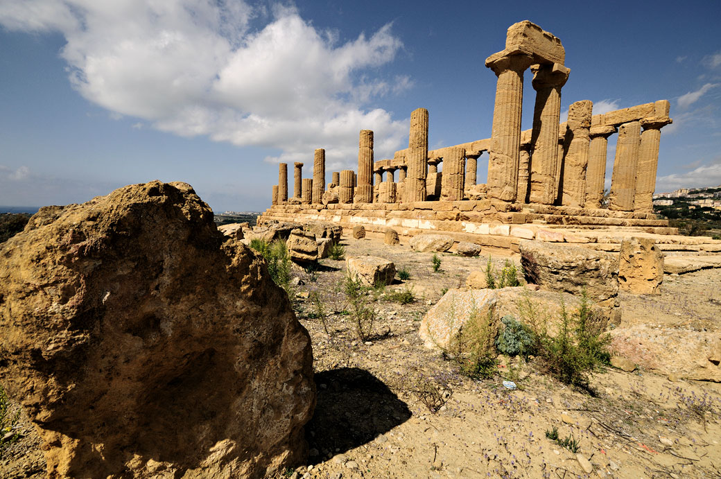 Les colonnes du temple d'Héra en Sicile, Italie