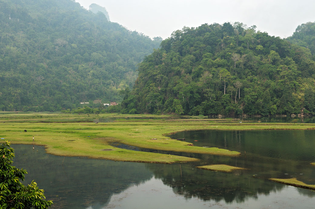 Réflexion matinale sur les berges du lac de Ba Be, Vietnam