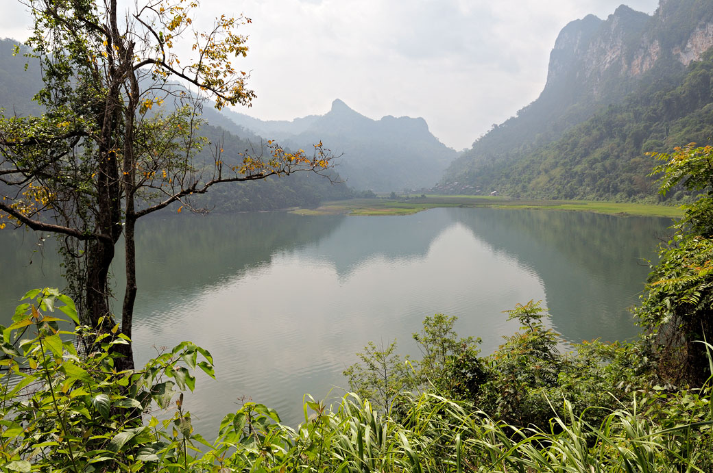 Réflexion matinale sur le lac de Ba Be, Vietnam