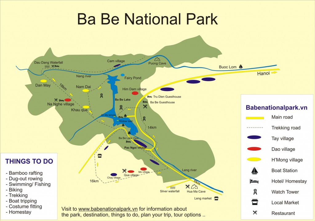 Carte du parc national de Ba Be, Vietnam