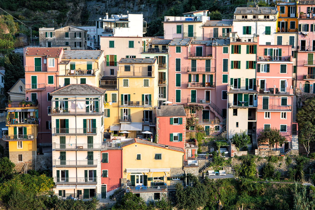 Les immeubles colorés du village de Manarola dans les Cinque Terre, Italie