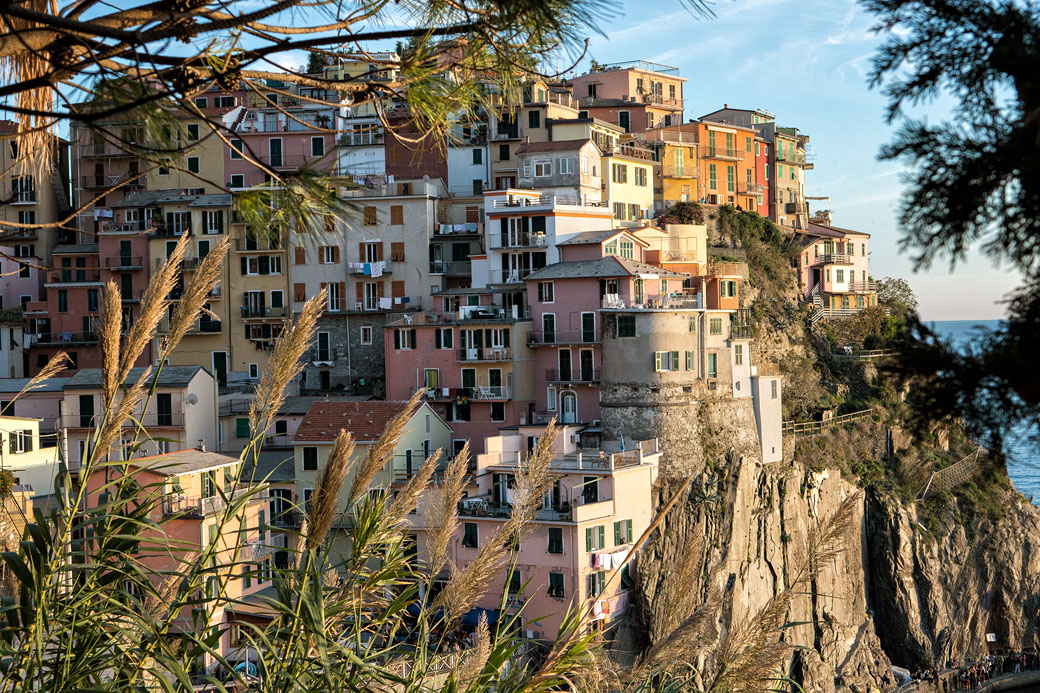 Gros plan sur le village de Manarola, Italie