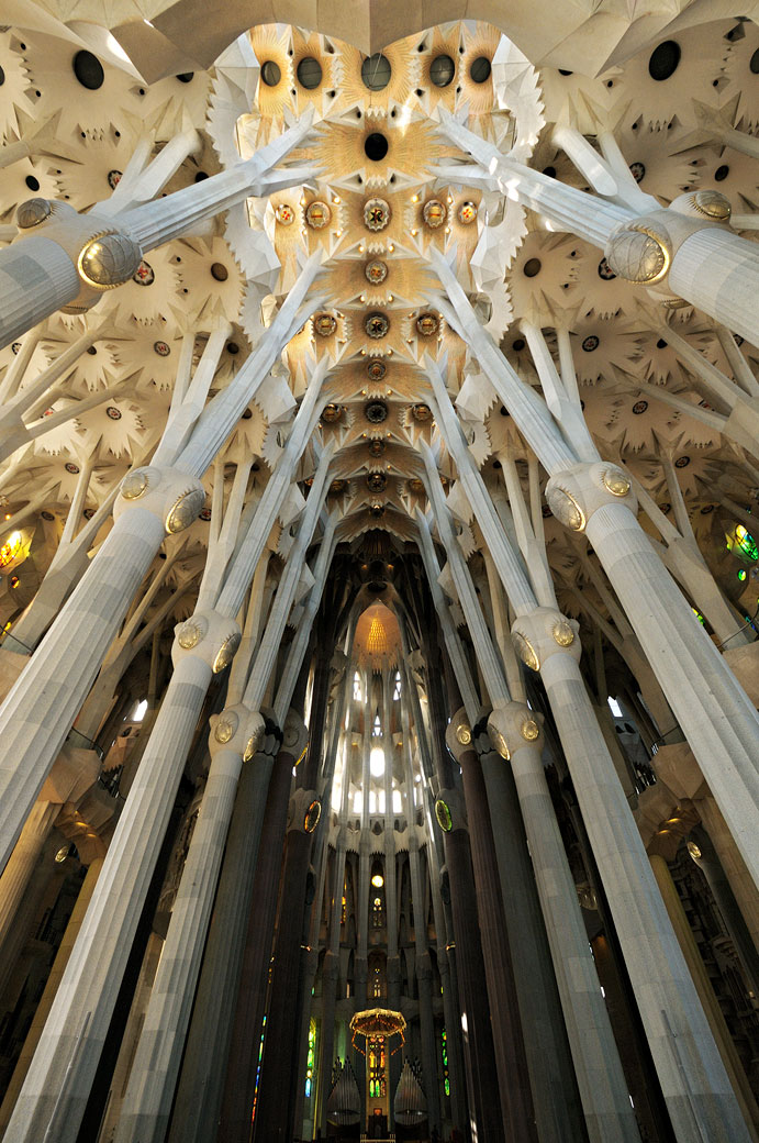 Piliers et plafond de la nef centrale de la Sagrada Família