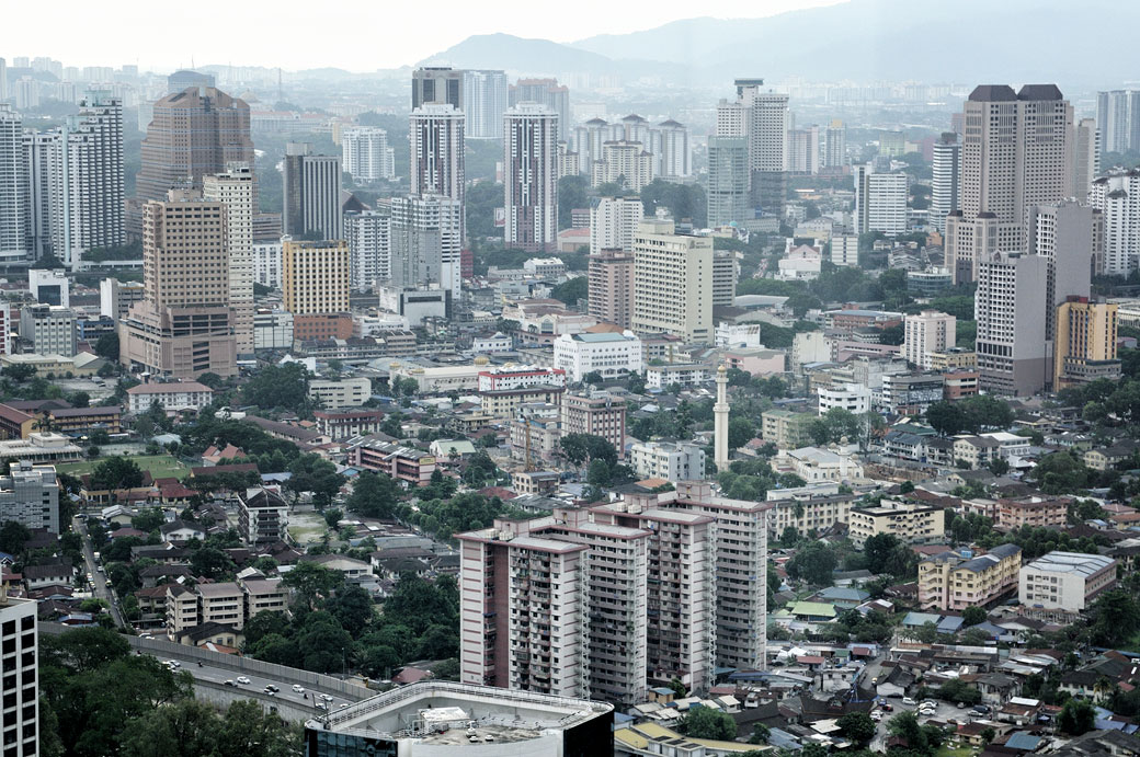 Bâtiments de Kuala Lumpur depuis les tours Petronas, Malaisie