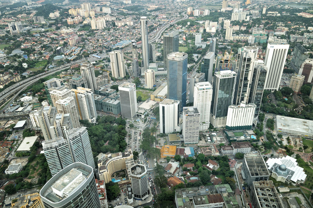 Kuala Lumpur depuis le 86e étage des tours jumelles Petronas, Malaisie