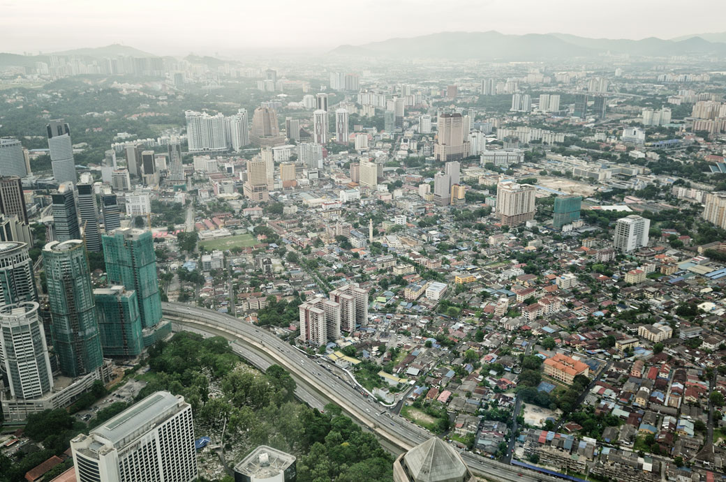 Vue sur Kuala Lumpur depuis le sommet des tours jumelles Petronas