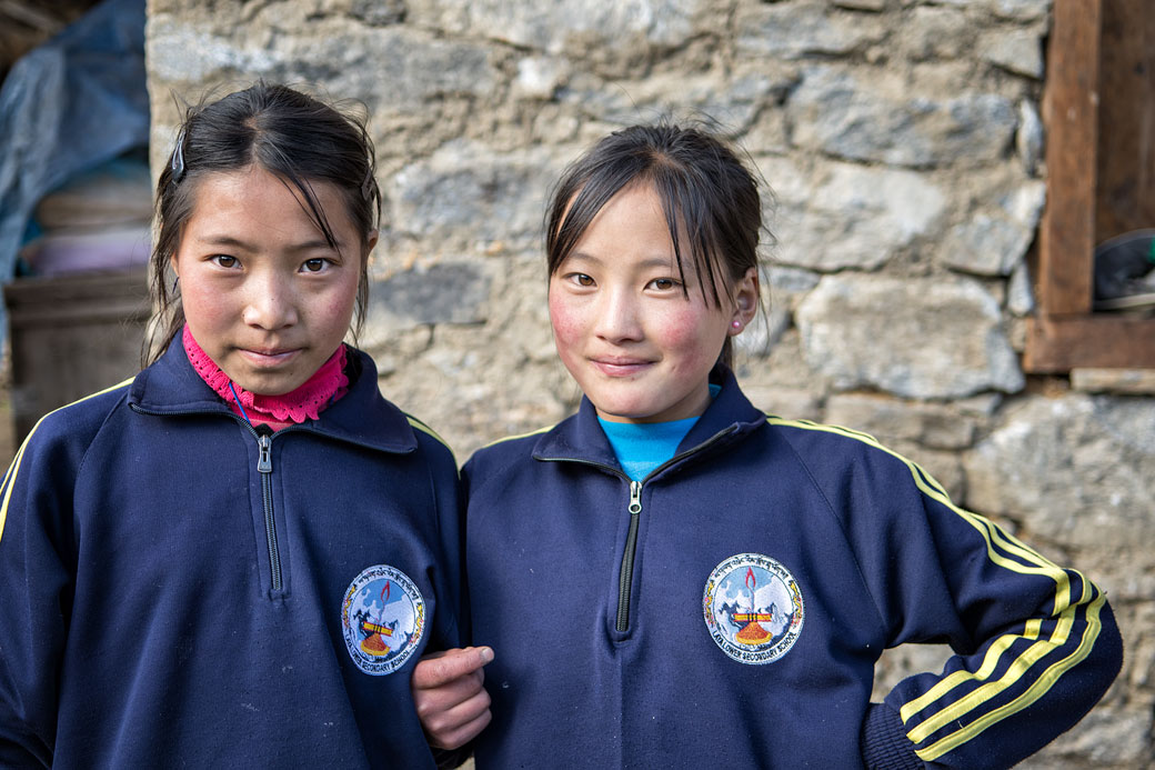 Jeunes écolières du village de Laya, Bhoutan