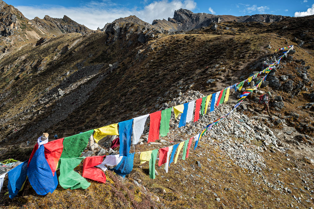 Drapeaux de prières au col de Keche La, Bhoutan