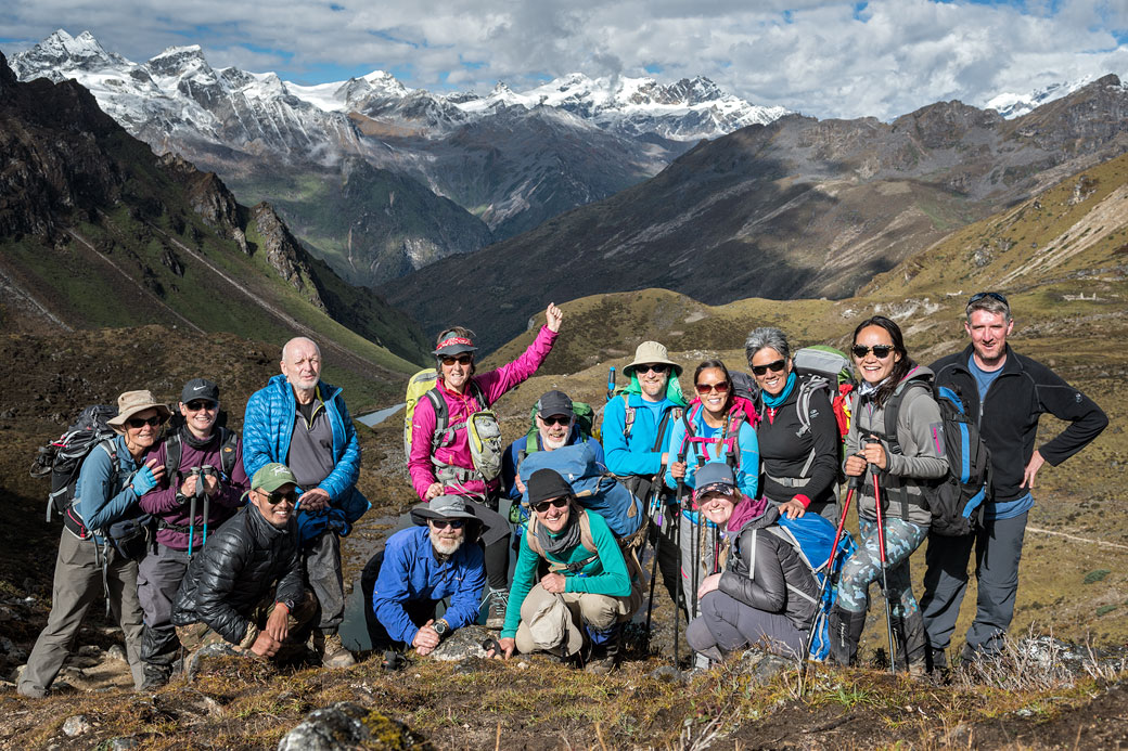 Groupe de trekkeurs au col de Keche La, Bhoutan