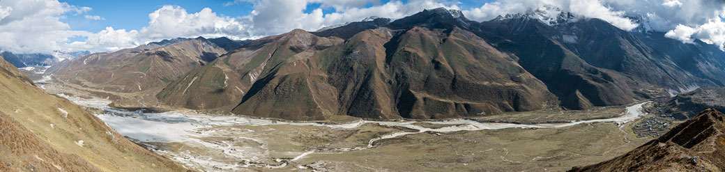 Panorama d'une haute vallée de Lunana, Bhoutan