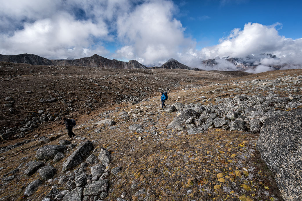 Trekkeurs en route pour Jichu Dramo, Bhoutan