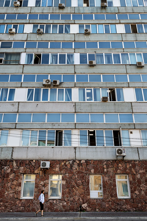 Façade d'un immeuble de Krasnoyarsk, Russie