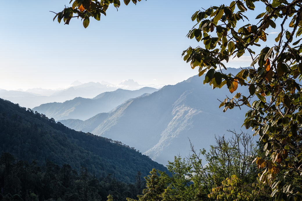 Montagnes et vallées dans la région de Punakha, Bhoutan