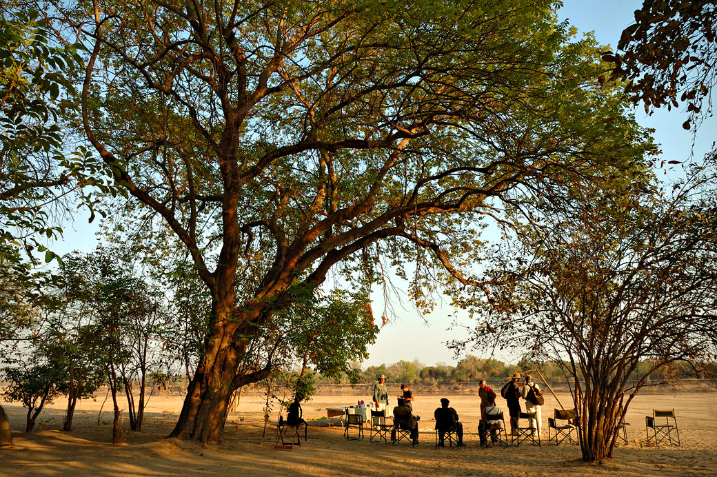 Chaises dans un campement de la vallée de la Luangwa, Zambie