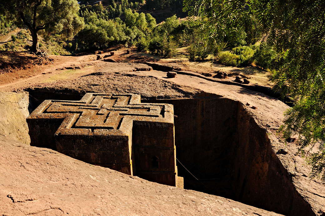 L'église rupestre de Bete Giyorgis à Lalibela, Ethiopie
