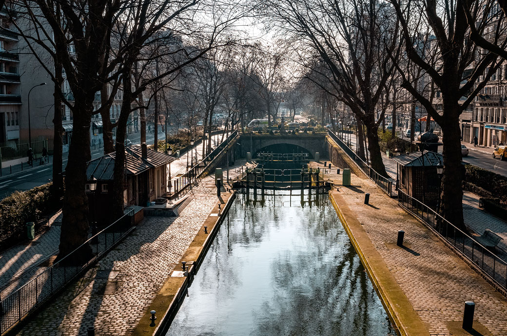 Canal Saint-Martin un jour d'hiver à Paris