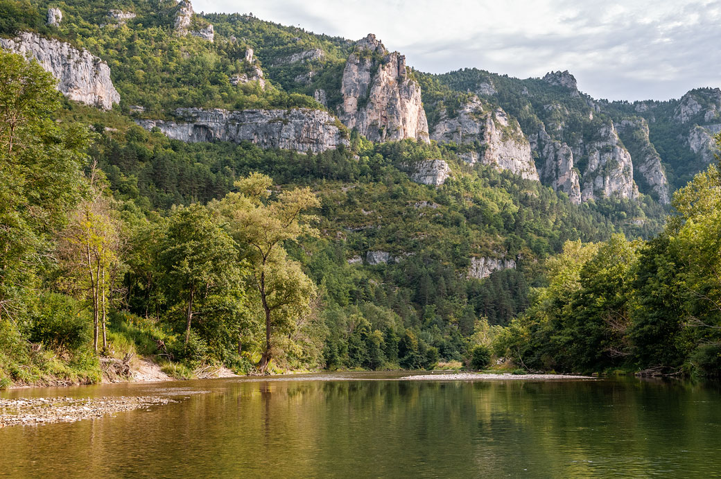 Forêt et montagnes depuis les gorges du Tarn, France