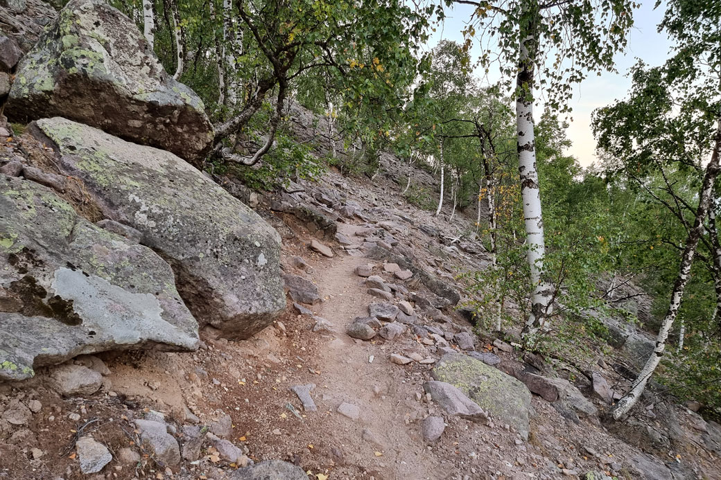 Sentier au départ de la 2e étape du GR20, Corse