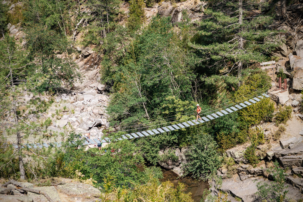 Passerelle suspendue de Spasimata sur le GR20, Corse