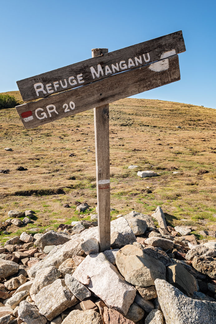 Panneau GR20 - Refuge de Manganu, Corse