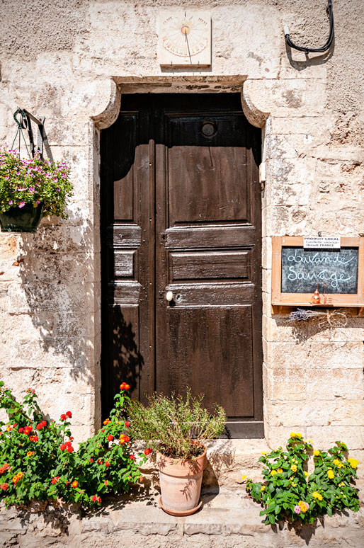 Porte et plantes à Saint-Guilhem-le-Désert Porte et plantes à Saint-Guilhem-le-Désert dans l'Hérault