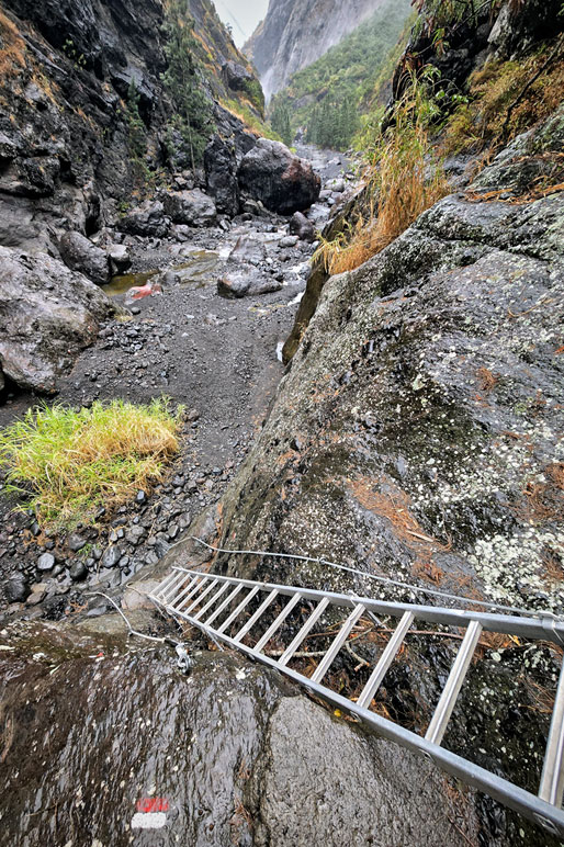 Échelle et rivière des Galets entre Roche Plate et La Nouvelle