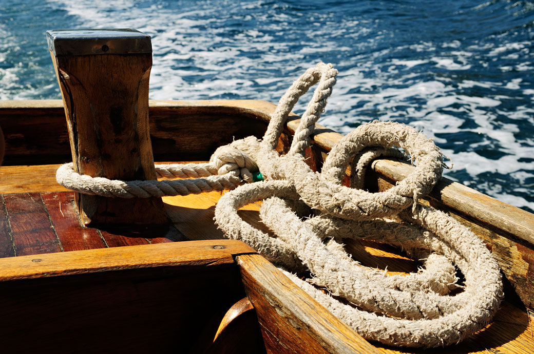 Corde sur un bateau à Mljet, Croatie