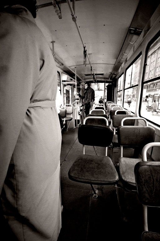 A l'intérieur d'un vieux tramway de Tallinn, Estonie