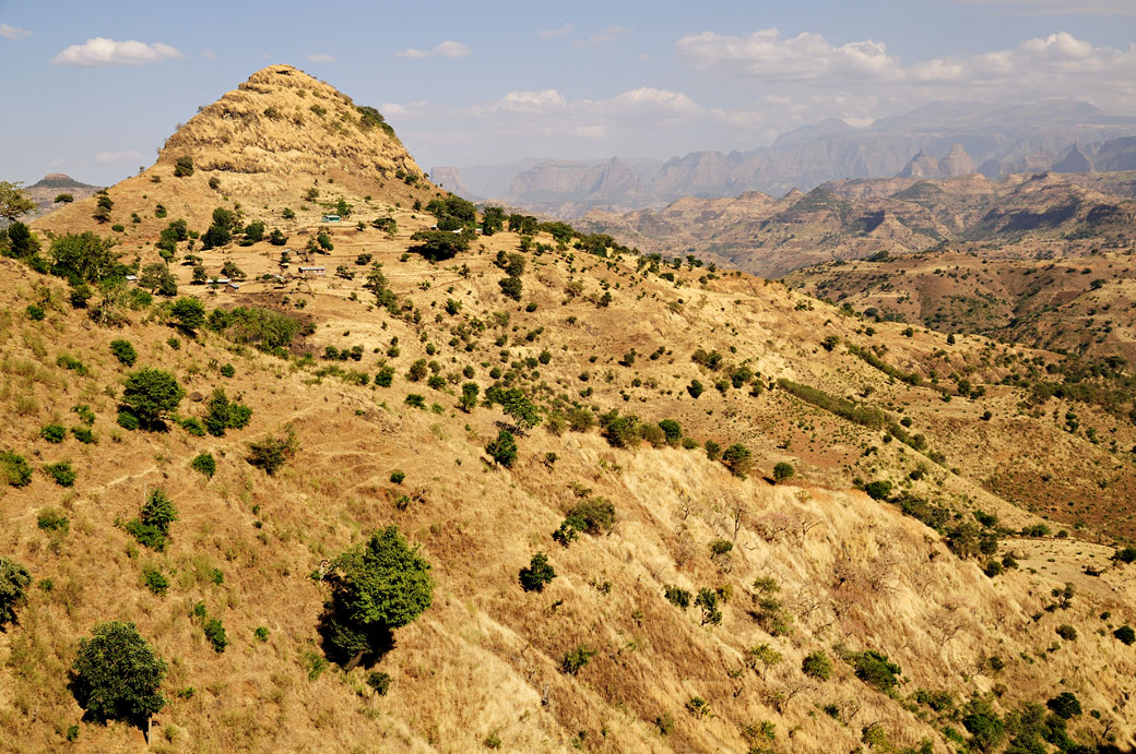 Paysage vallonné dans la région Amhara, Ethiopie