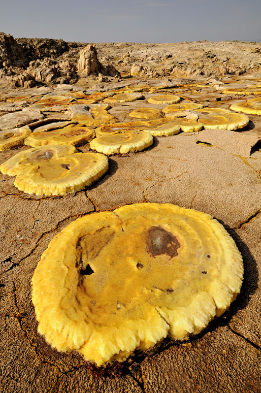 Concrétions salines du volcan Dallol, Ethiopie