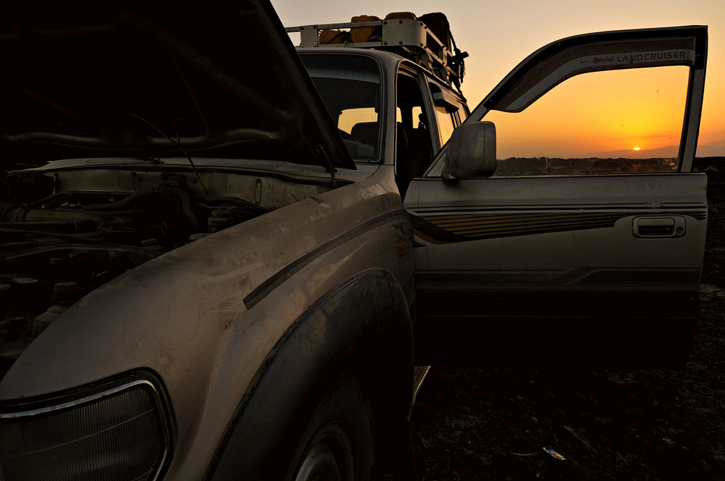 Coucher de soleil dans le désert du Danakil, Ethiopie