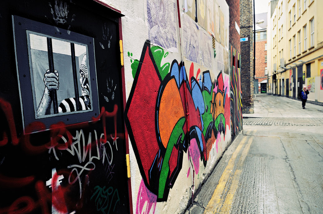 Graffiti dans le quartier de Temple Bar à Dublin, Irlande