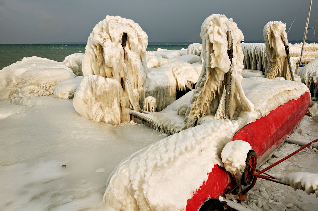 Sculptures de glace au port Choiseul de Versoix, Suisse