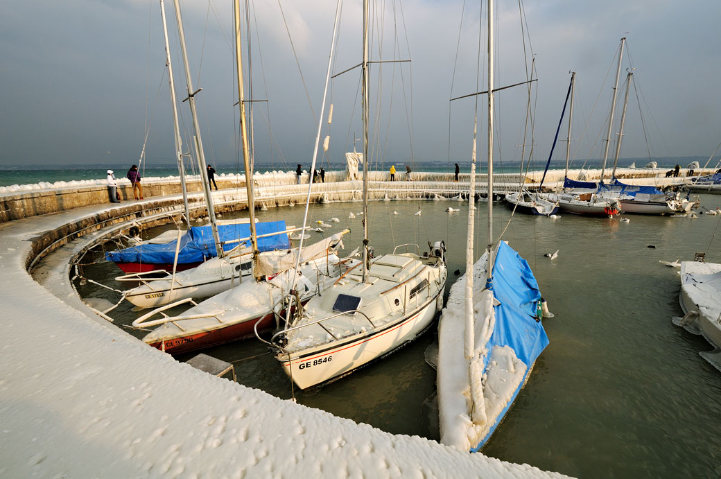 Port Choiseul de Versoix en hiver, Suisse