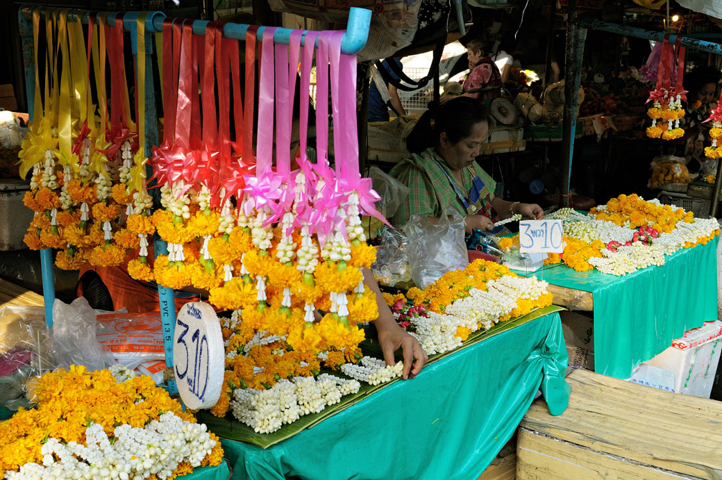 Fleurs au Pak Khlong Talat de Bangkok, Thaïlande